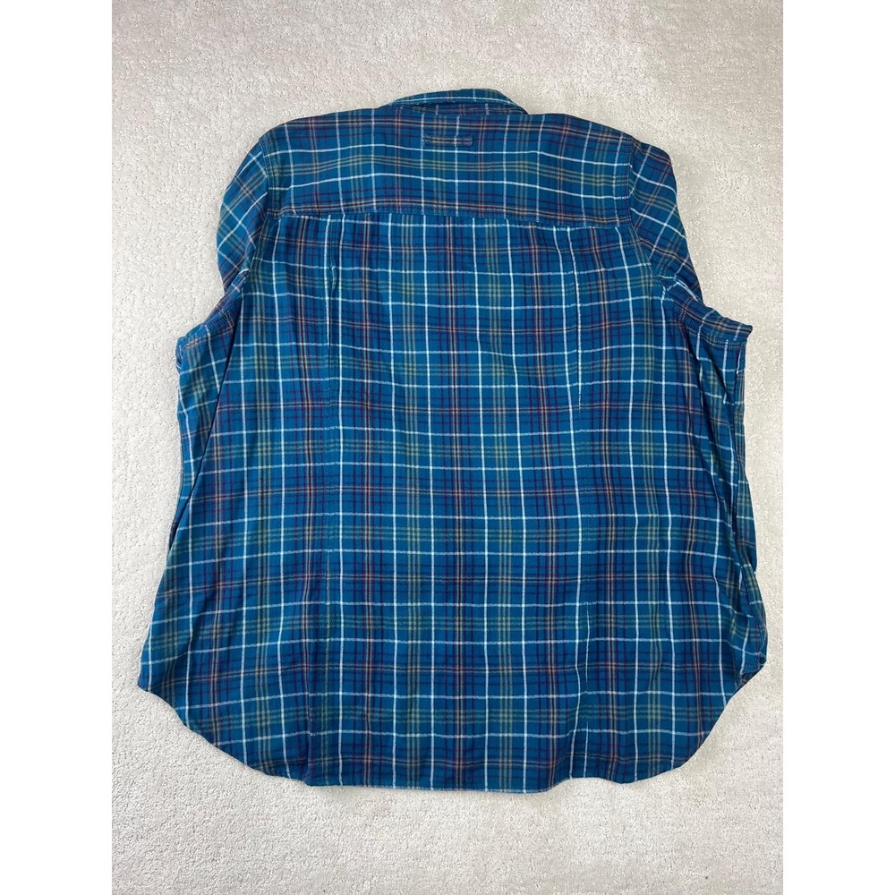 Duluth Trading Flannel Shirt Mens 3XL Blue Plaid Dual Pocket Cotton Long Sleeve - Picture 7 of 7